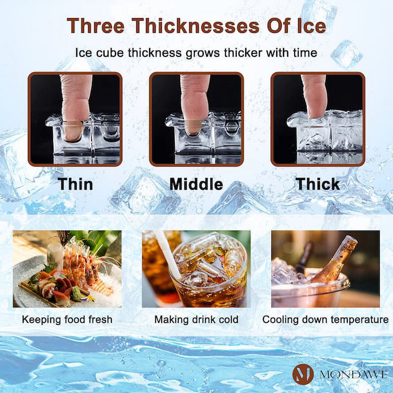 66LBS Freestanding Commercial Ice Maker Machine Clear Ice Cube Maker with  Scoop